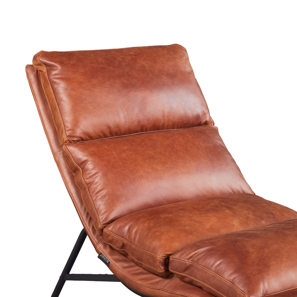 Reposera Simon Cuero Caramel y Acero Sand Black - vista 7