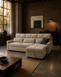 Sofá Cama Seccional Londres Chaise Baúl Tono Beige (Llegada en Agosto)