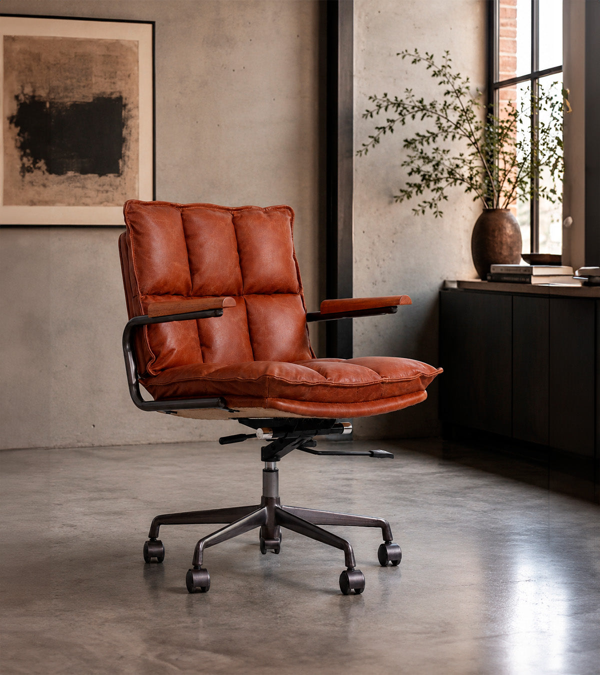 Silla de Escritorio Hamlet - Cuero Cognac