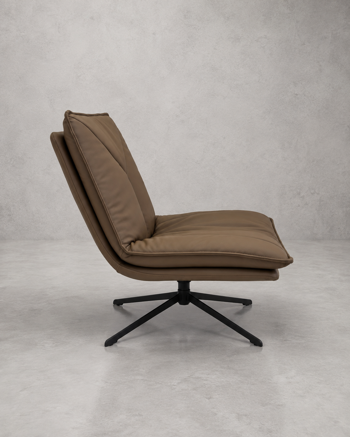 Poltrona Giratoria Monza Eco Cuero Café y Base de Acero