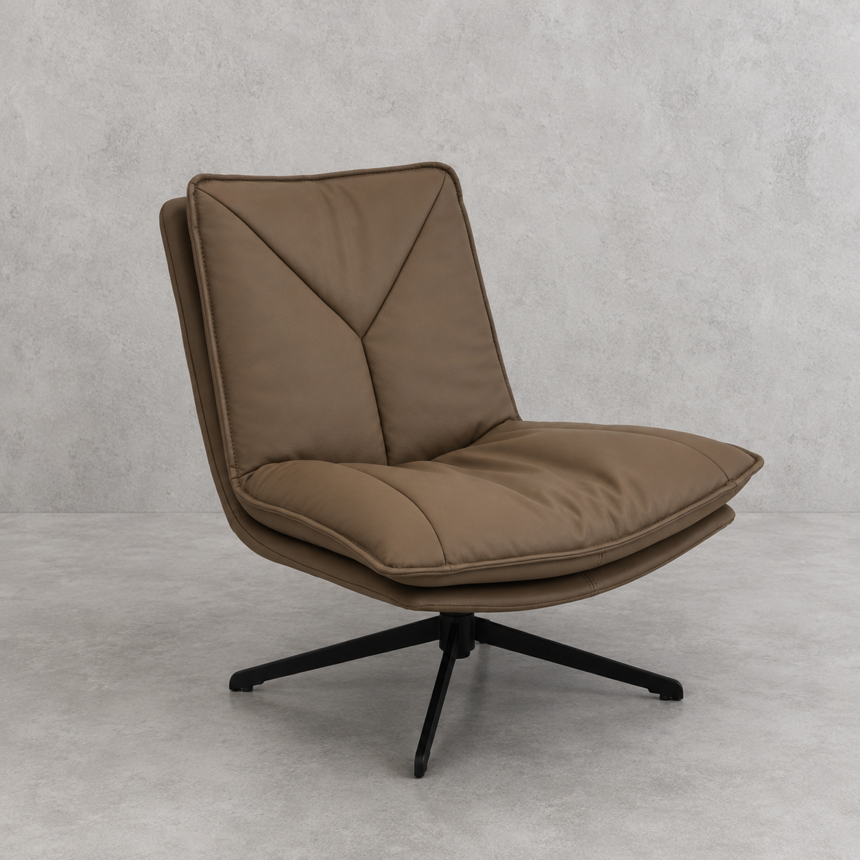 Poltrona Giratoria Monza Eco Cuero Café y Base de Acero