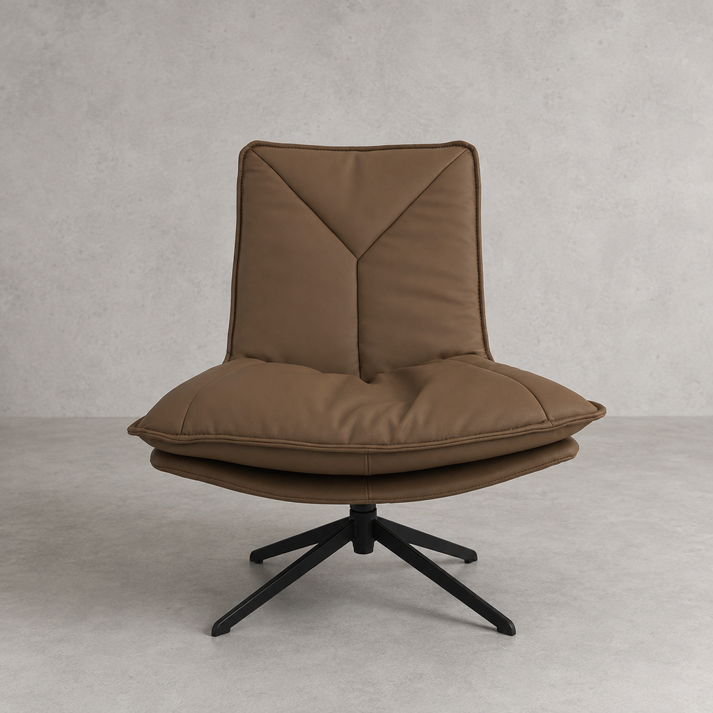 Poltrona Giratoria Monza Eco Cuero Café y Base de Acero