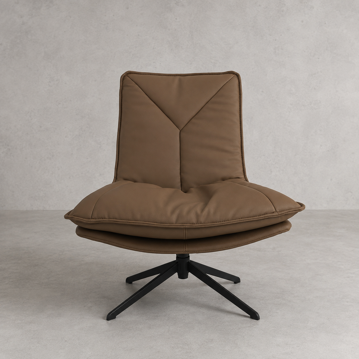 Poltrona Giratoria Monza Eco Cuero Café y Base de Acero