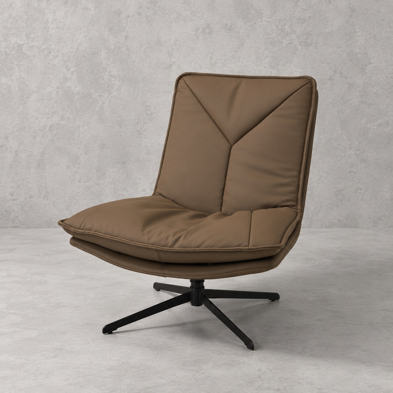 Poltrona Giratoria Monza Eco Cuero Café y Base de Acero
