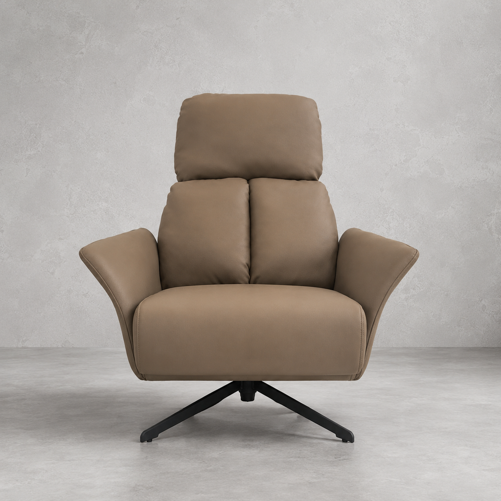 Sillón Giratorio Silverstone – Acero y Eco Cuero Café