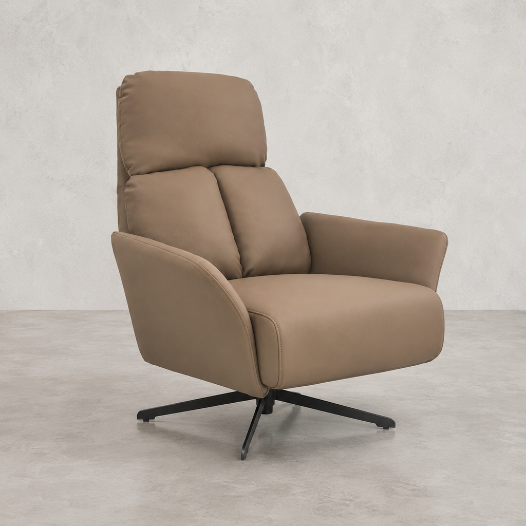 Sillón Giratorio Silverstone – Acero y Eco Cuero Café