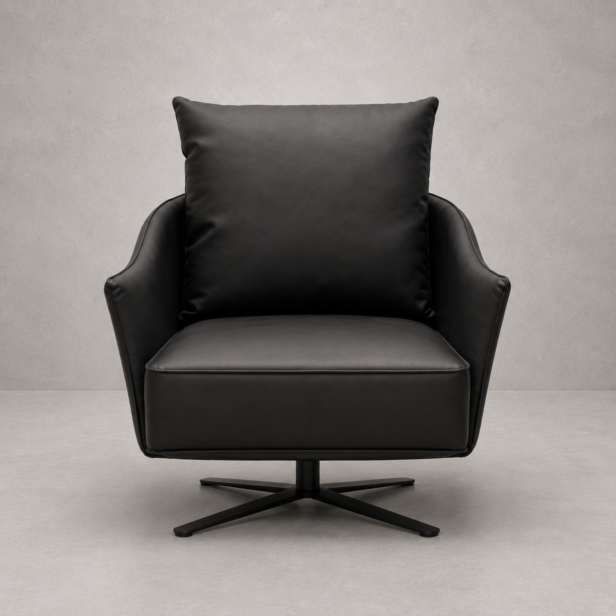 Poltrona Giratoria Le Mans – Acero y Eco Cuero Negro