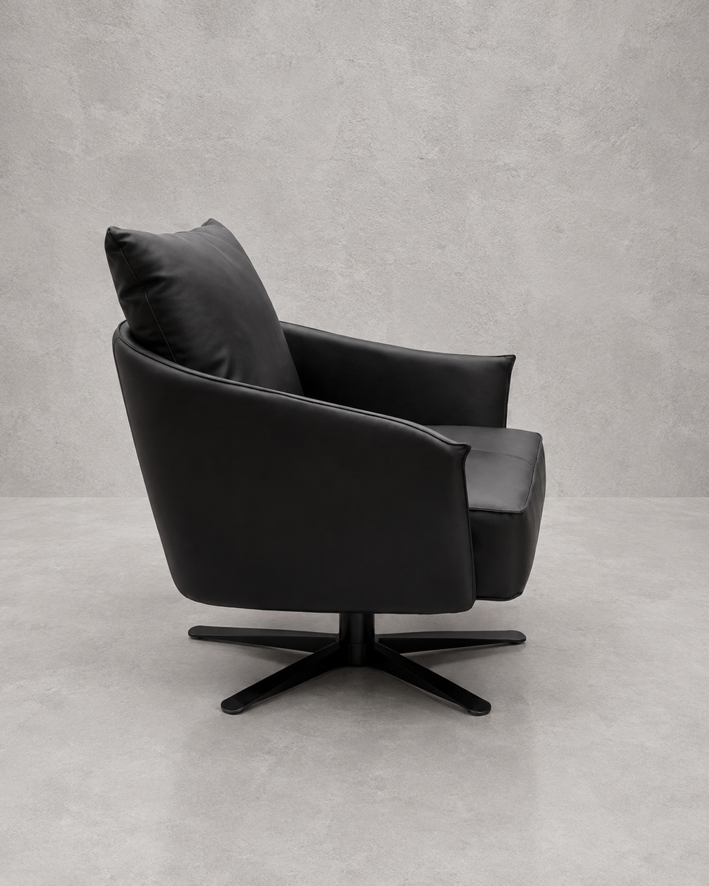 Poltrona Giratoria Le Mans – Acero y Eco Cuero Negro