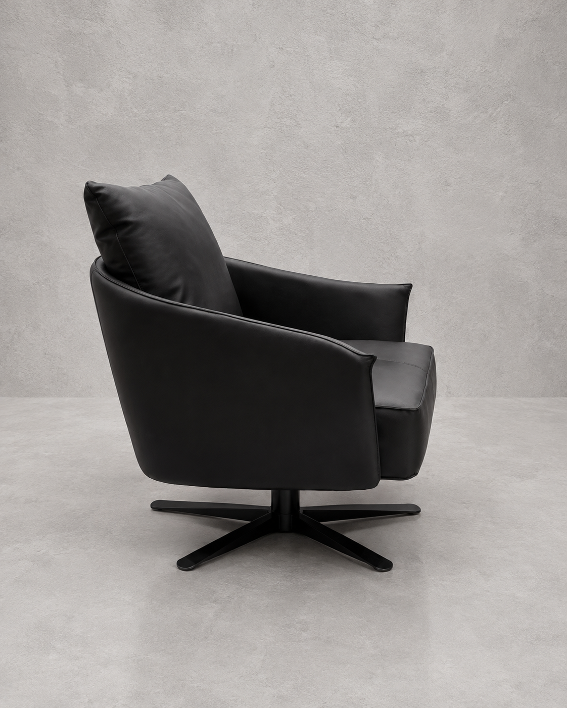 Poltrona Giratoria Le Mans – Acero y Eco Cuero Negro