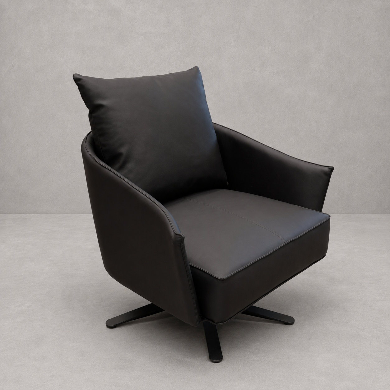 Poltrona Giratoria Le Mans – Acero y Eco Cuero Negro