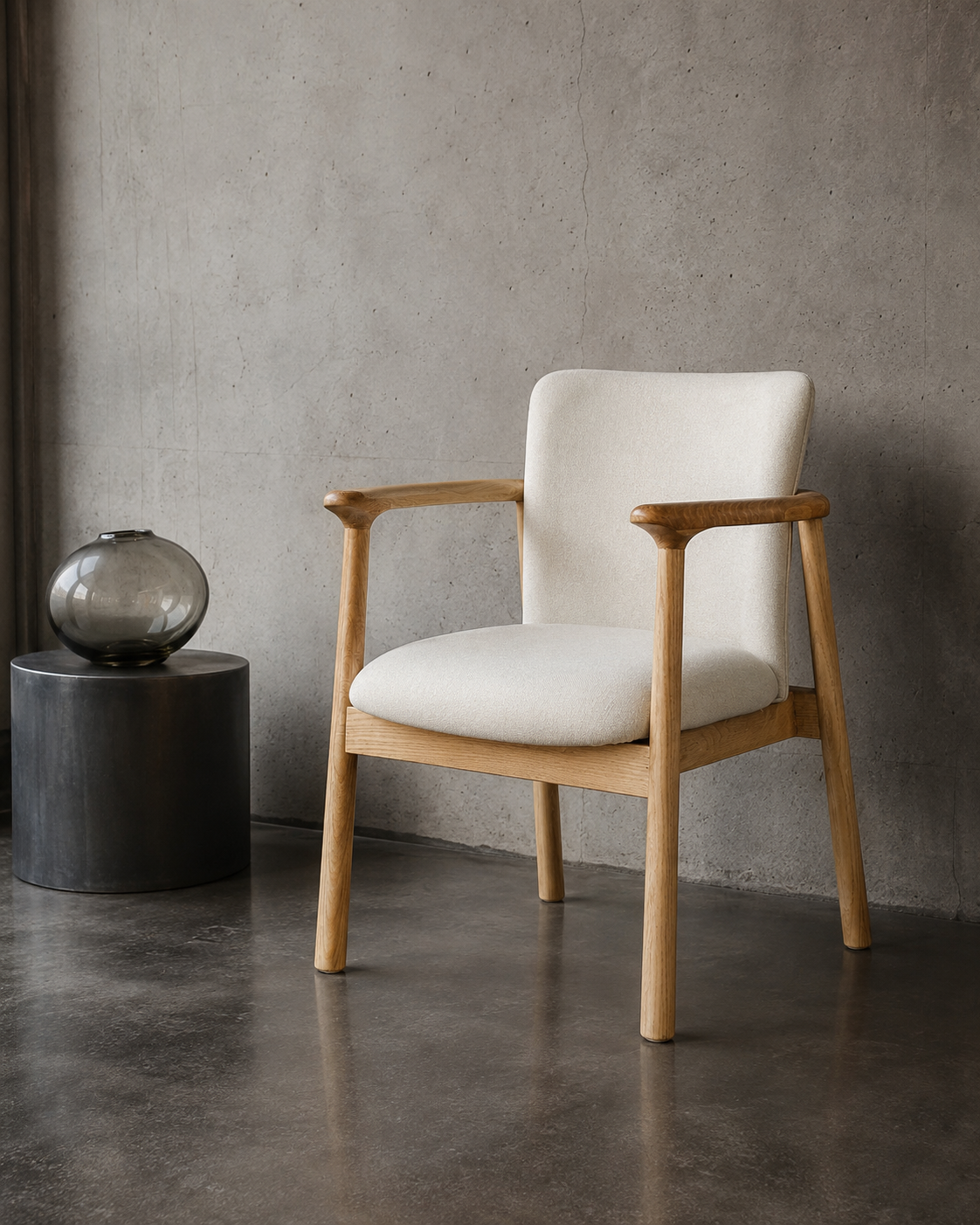 Sitial Mateo · Madera Fresno Natural y Lino Beige (Llegada en Agosto)