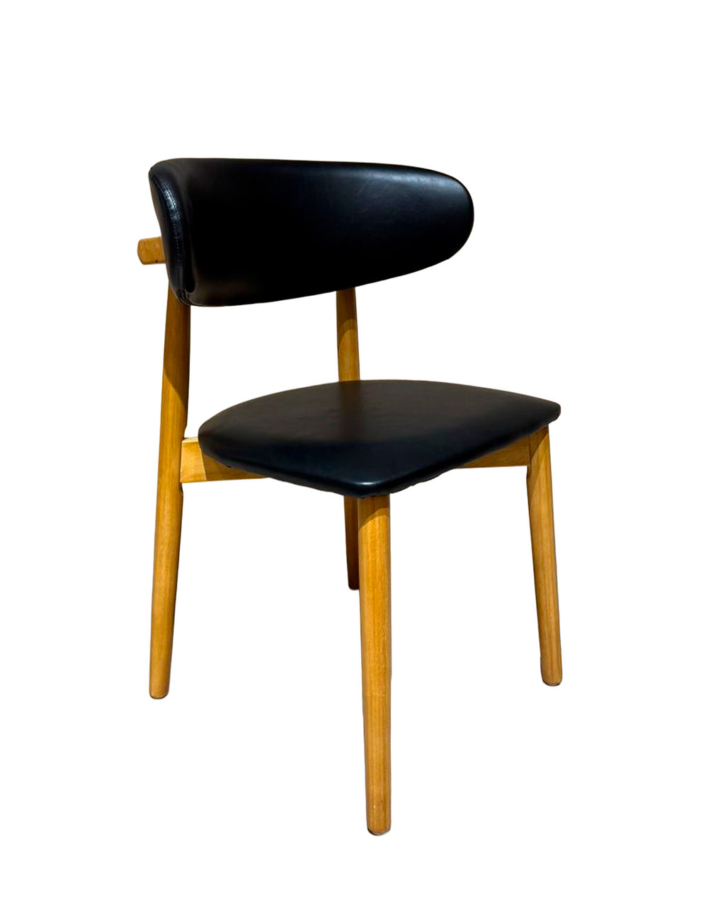 Silla Álvaro · Madera Light Brown y Símil Cuero Negro (Llegada en Agosto)