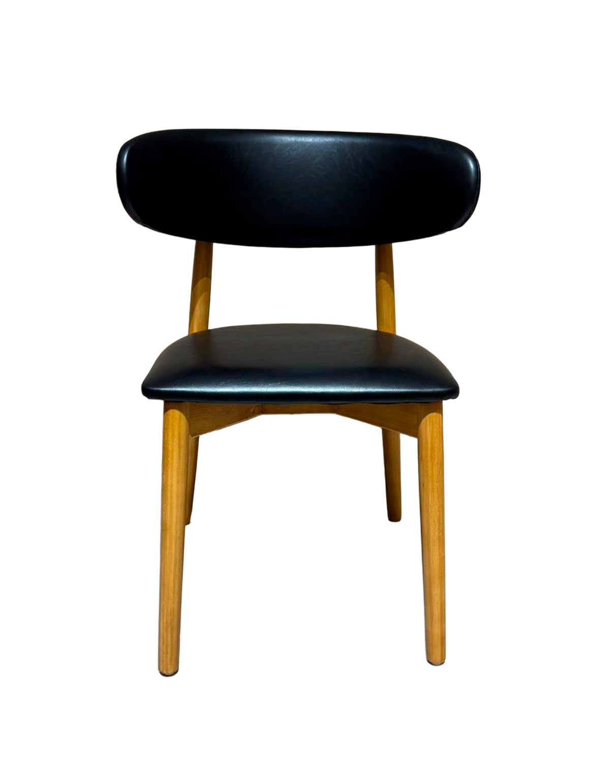 Silla Álvaro · Madera Light Brown y Símil Cuero Negro (Llegada en Agosto)
