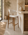 Silla Alta de Cocina Álvaro Madera Walnut y Lino Natural (Llegada en Agosto)