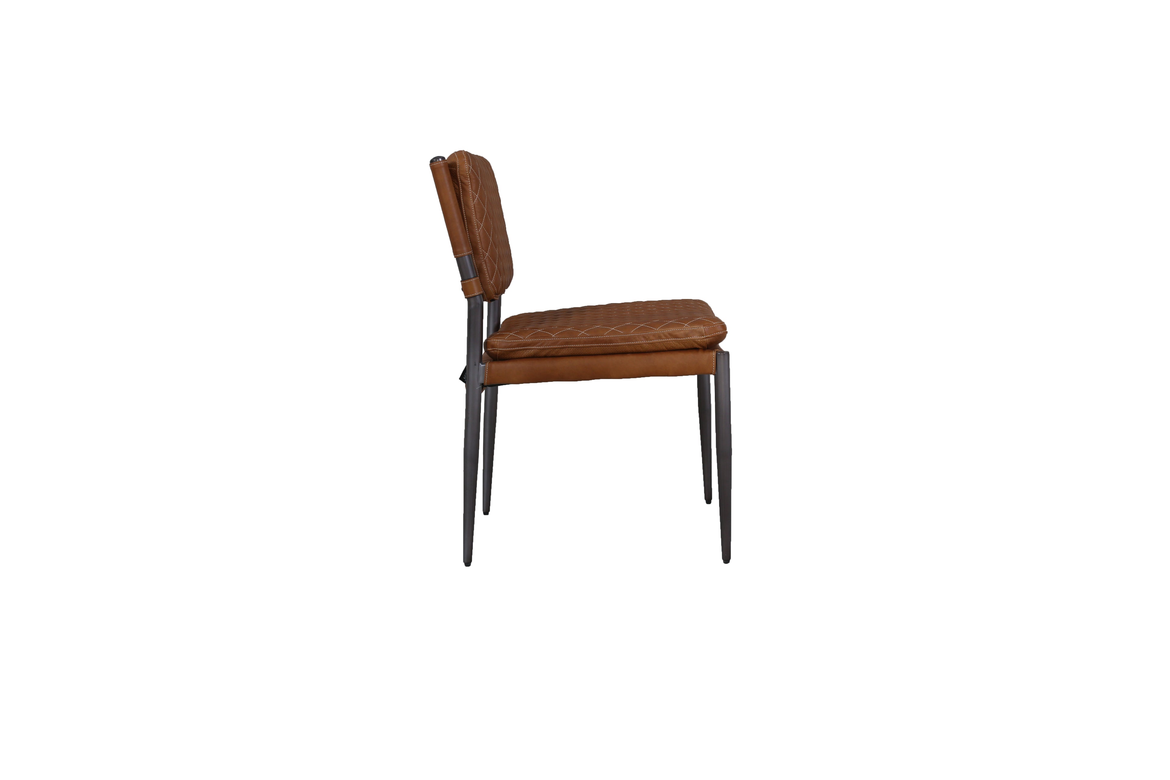Silla Capri Cuero Cowhide Caramelo Base Acero