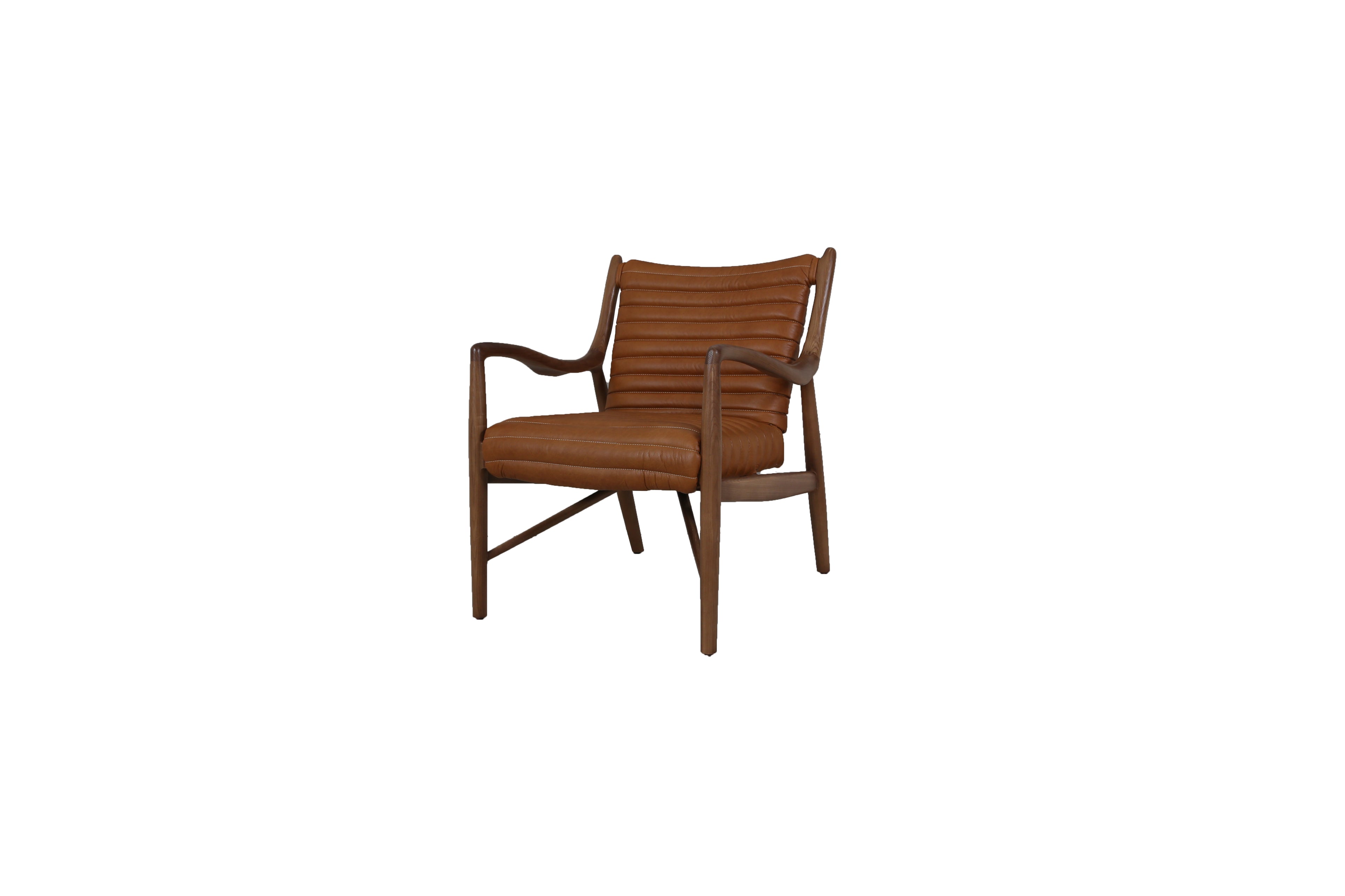 Poltrona Elliah Madera de Fresno Cuero Top Grain Cognac