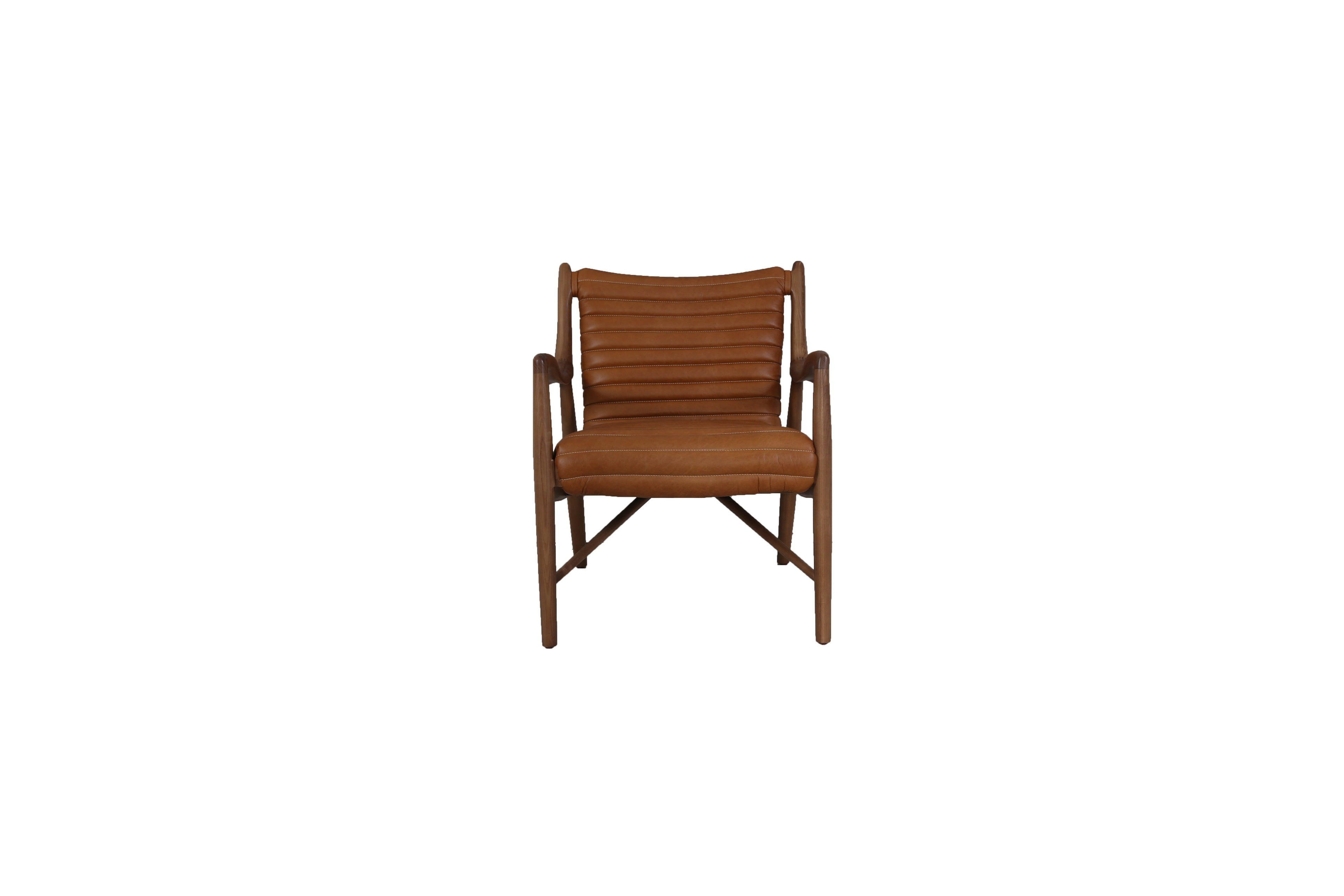 Poltrona Elliah Madera de Fresno Cuero Top Grain Cognac
