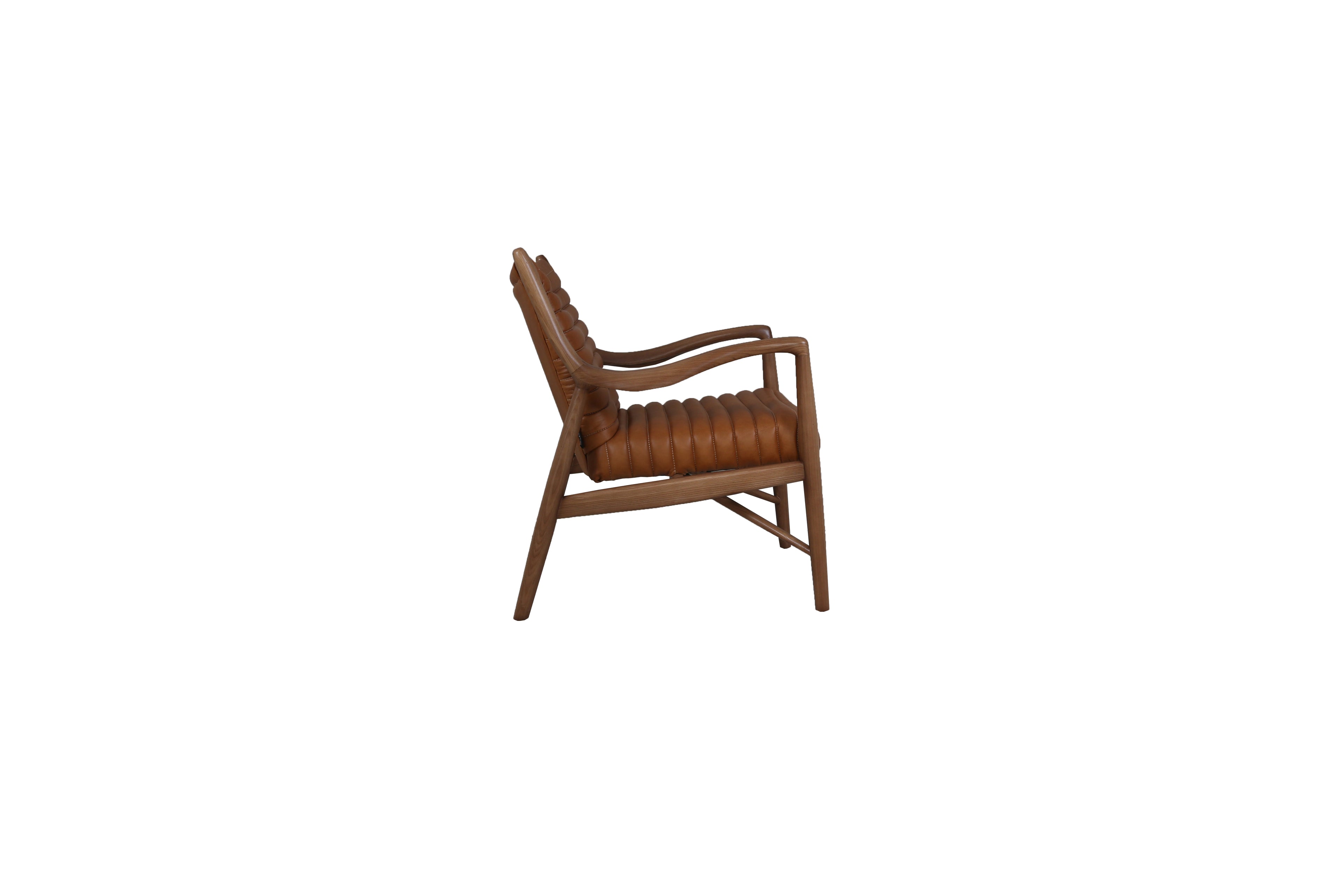 Poltrona Elliah Madera de Fresno Cuero Top Grain Cognac