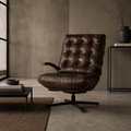 Poltrona Giratoria Swivel Cuero Top Grain Tabaco Oscuro