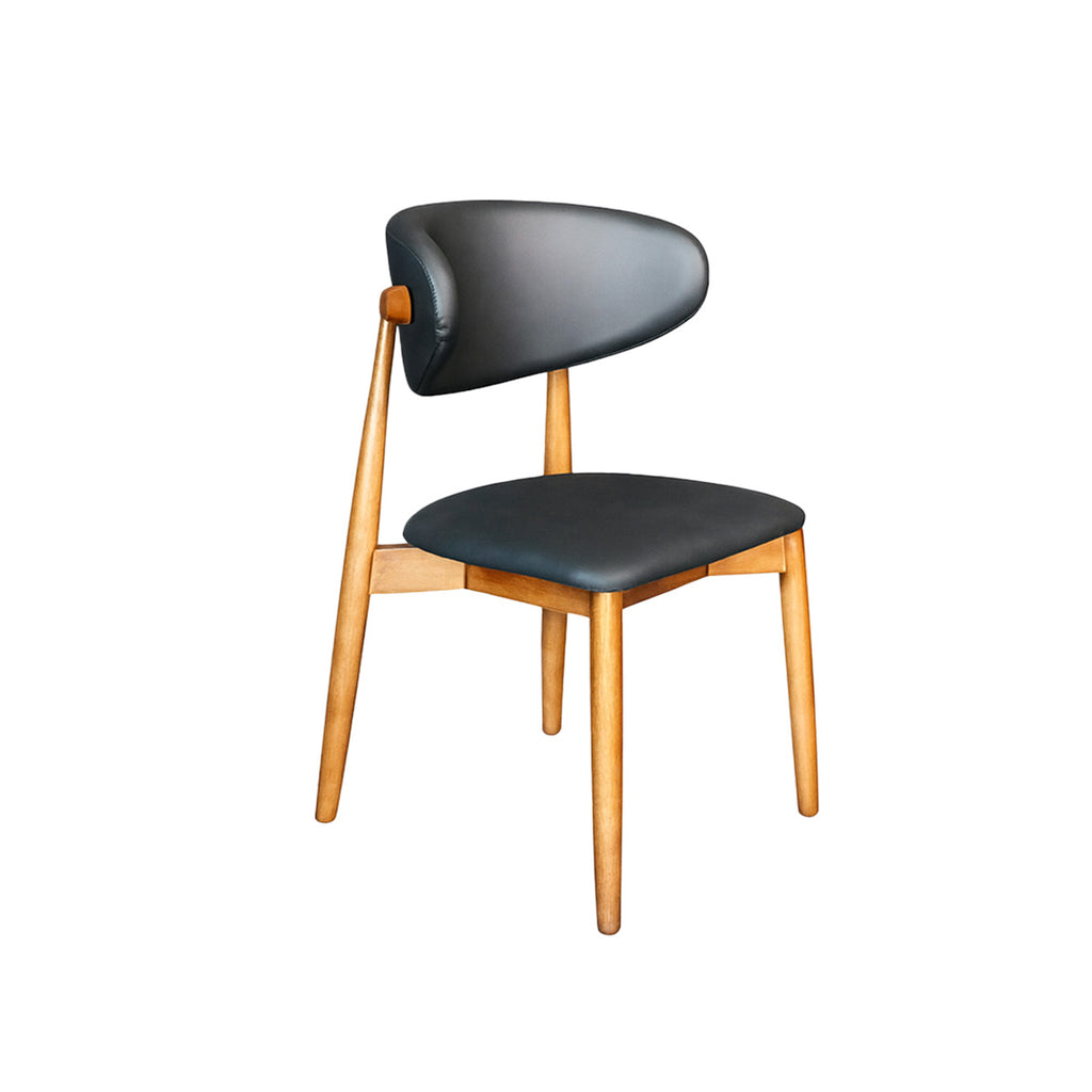 Silla Marbella Ecocuero Negro Madera Walnut