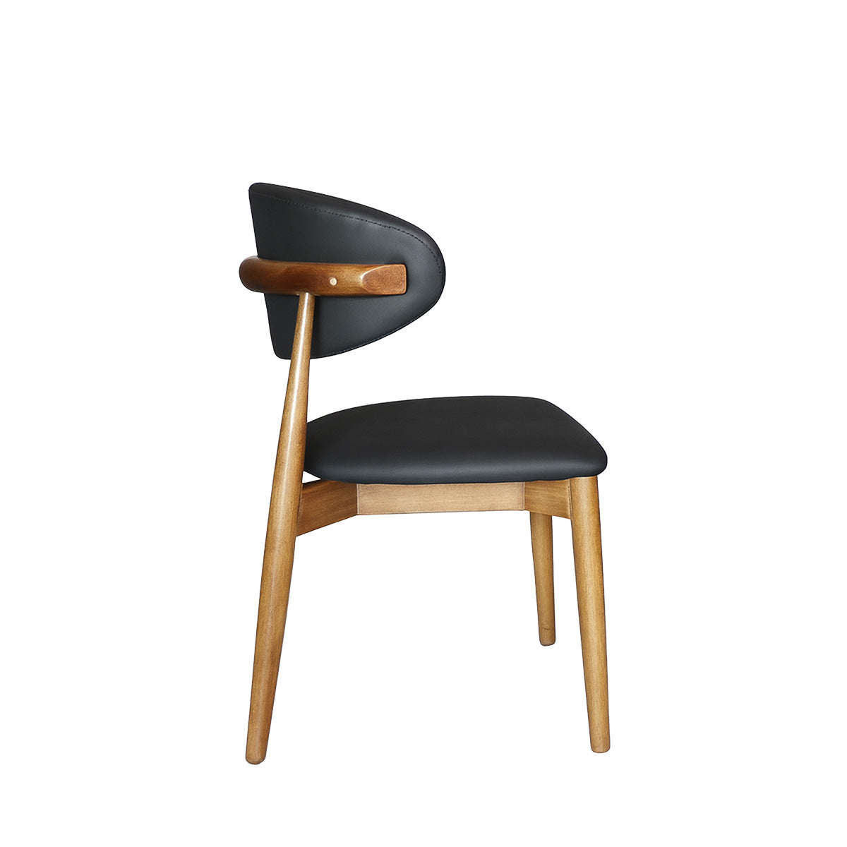 Silla Marbella Ecocuero Negro Madera Walnut