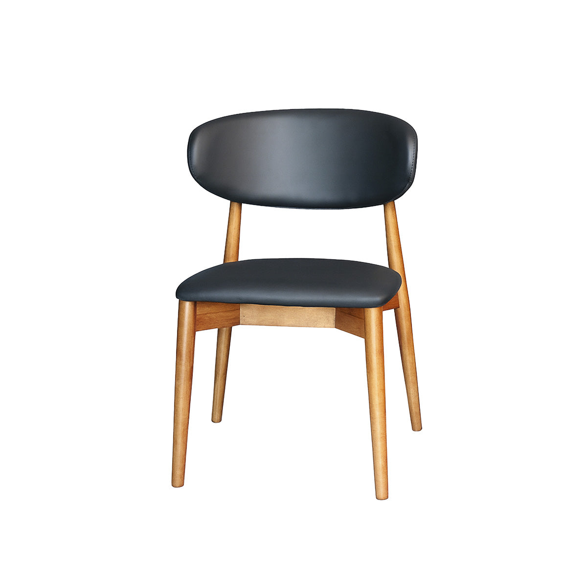 Silla Marbella Ecocuero Negro Madera Walnut