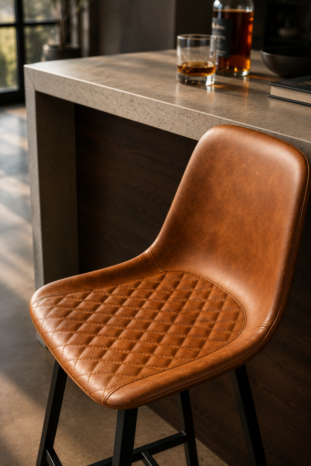 Silla Bar Bazul Eco Cuero y Acero Negro
