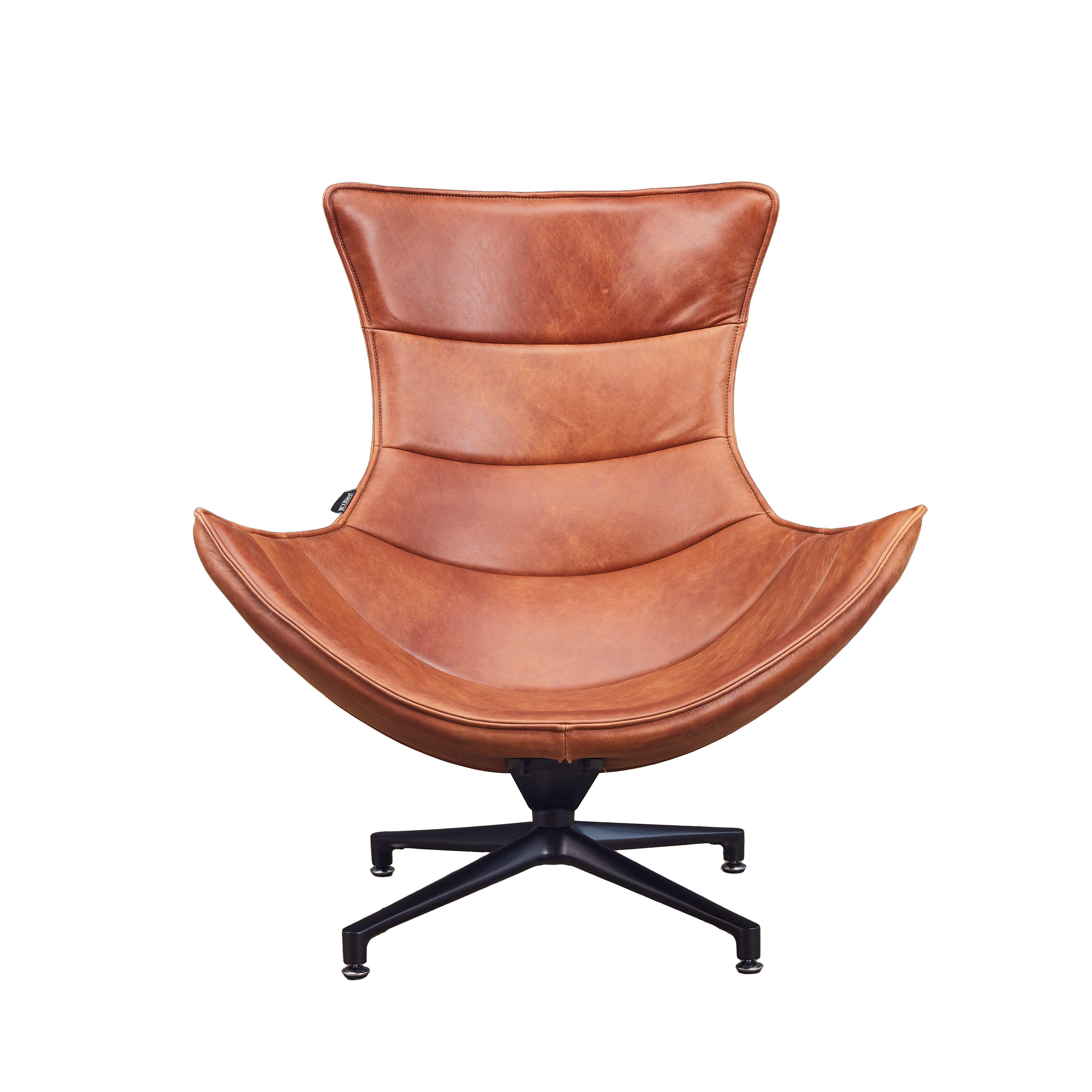 Silla Giratoria Engel Cuero Caramel y Acero Sand Black