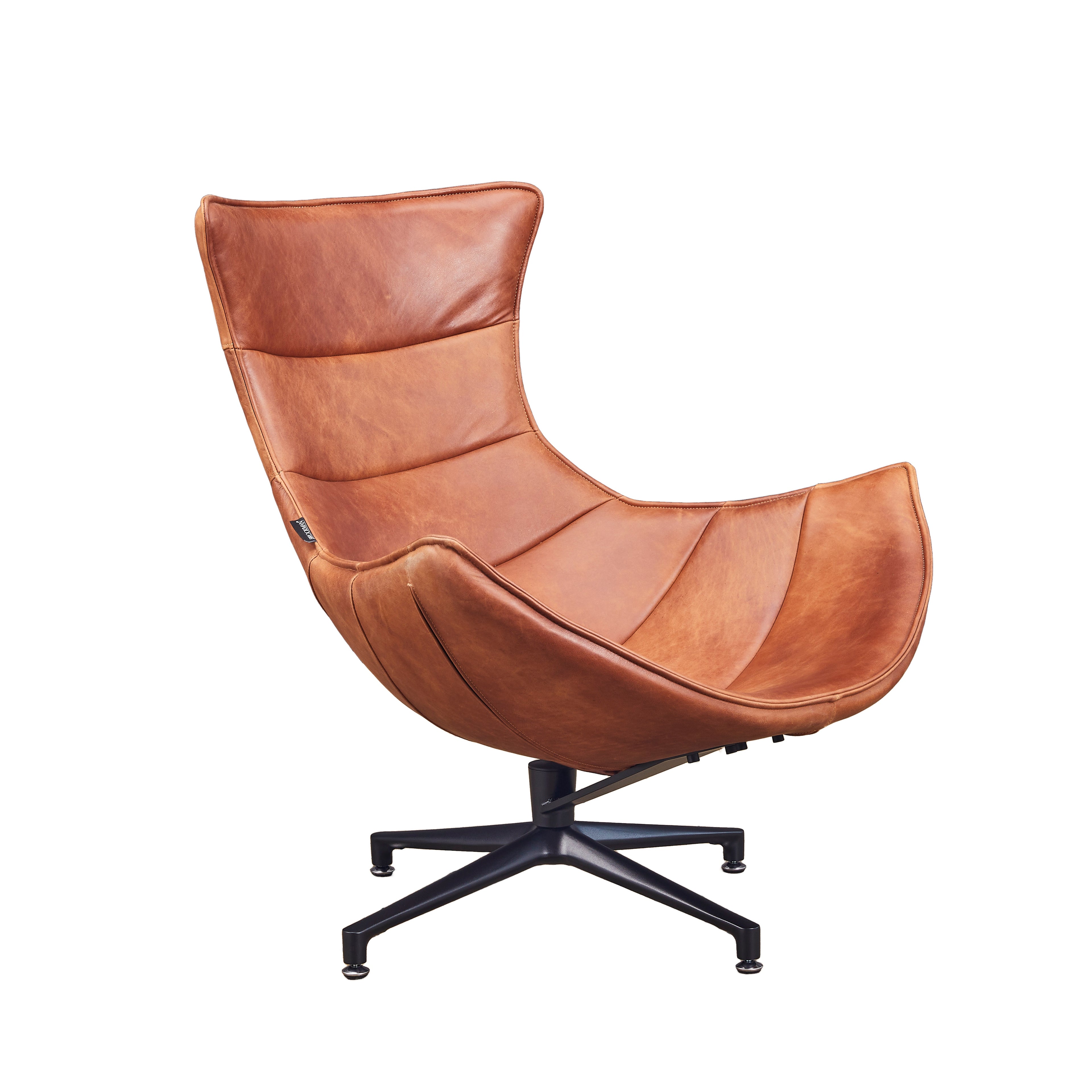 Silla Giratoria Engel Cuero Caramel y Acero Sand Black - vista 2