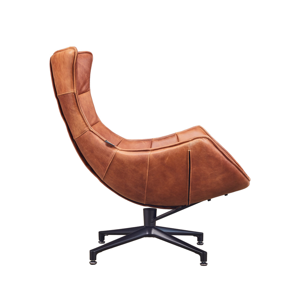 Silla Giratoria Engel Cuero Caramel y Acero Sand Black - vista 3