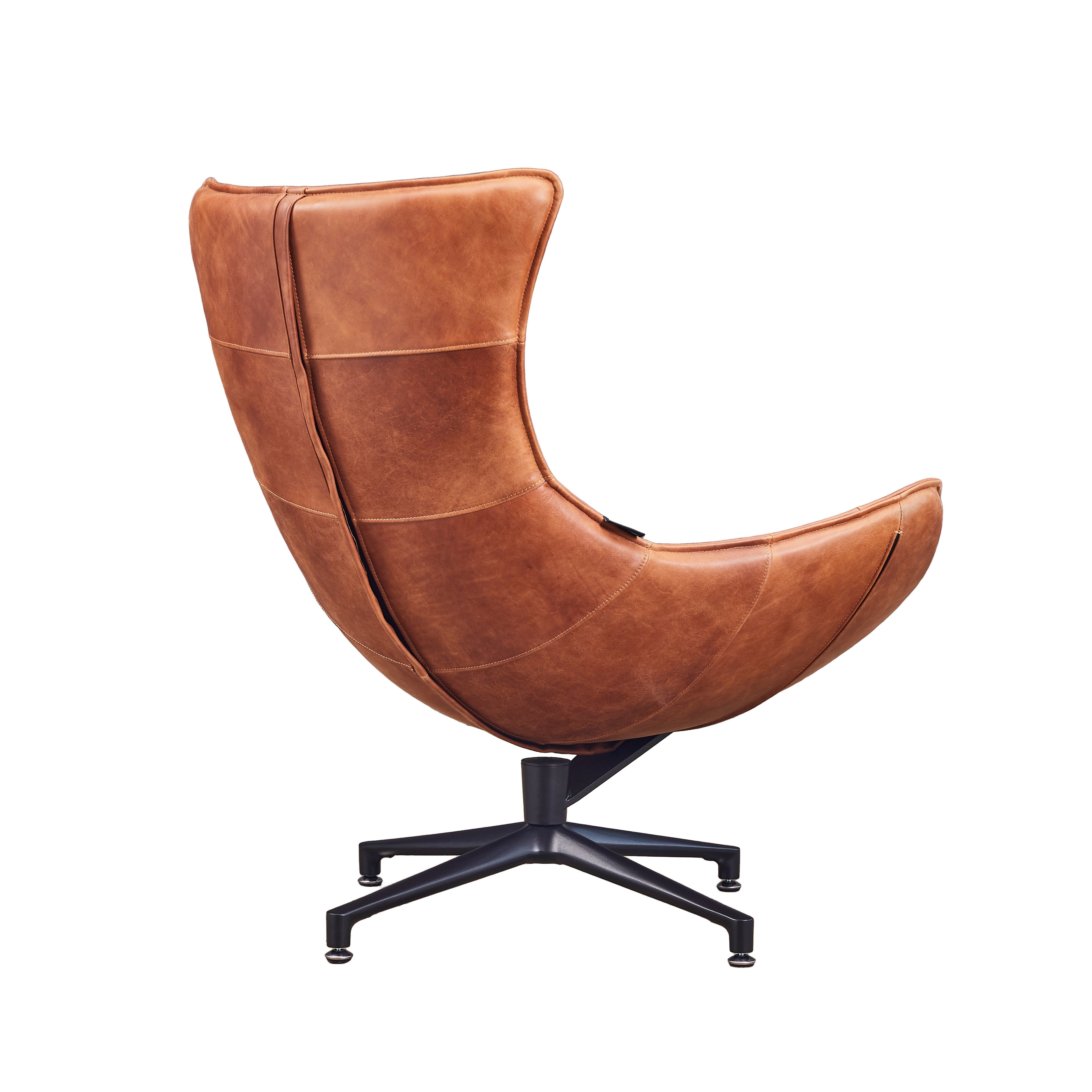 Silla Giratoria Engel Cuero Caramel y Acero Sand Black - vista 4