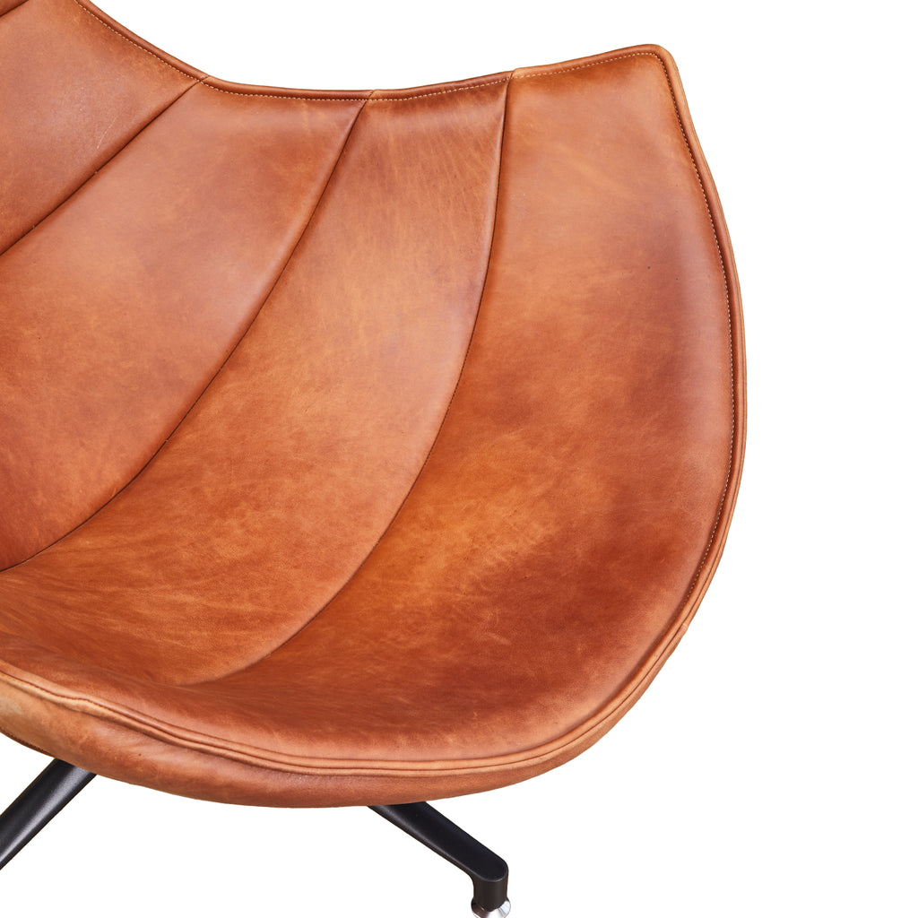 Silla Giratoria Engel Cuero Caramel y Acero Sand Black - vista 7