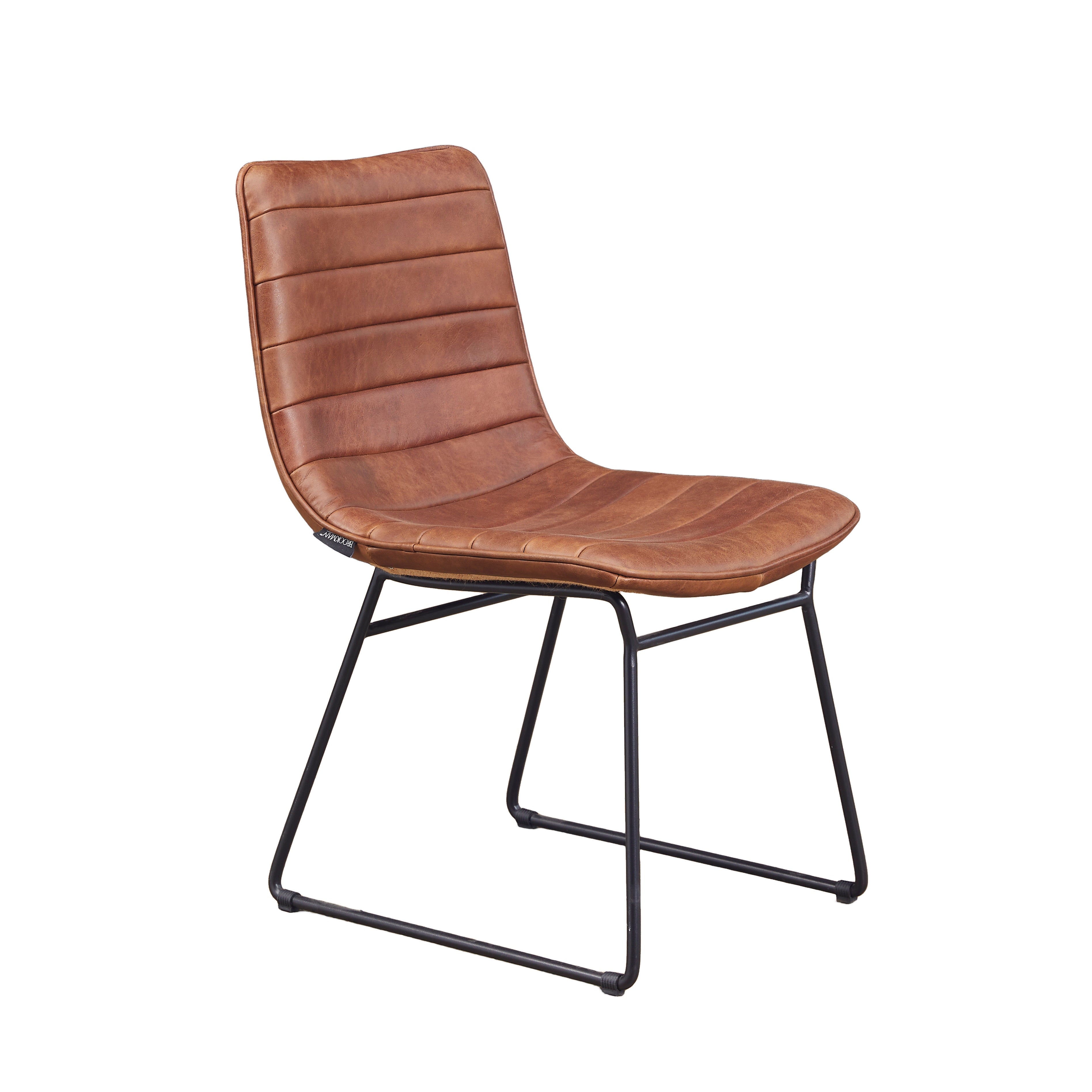 Silla de Comedor Torino Cuero Café Claro y Acero Sand Black - vista 2