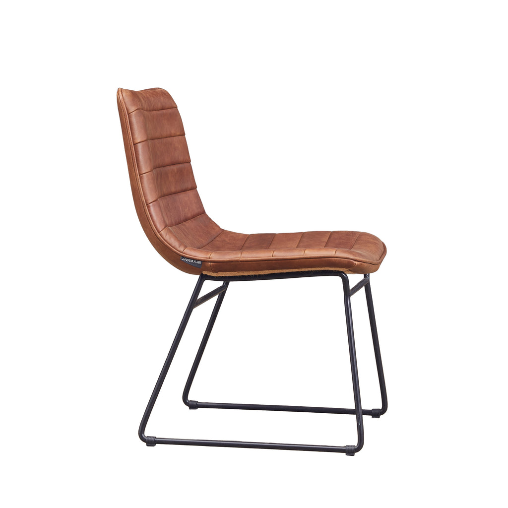 Silla de Comedor Torino Cuero Café Claro y Acero Sand Black - vista 3