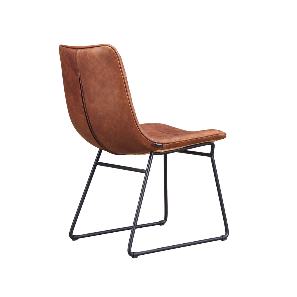 Silla de Comedor Torino Cuero Café Claro y Acero Sand Black - vista 4
