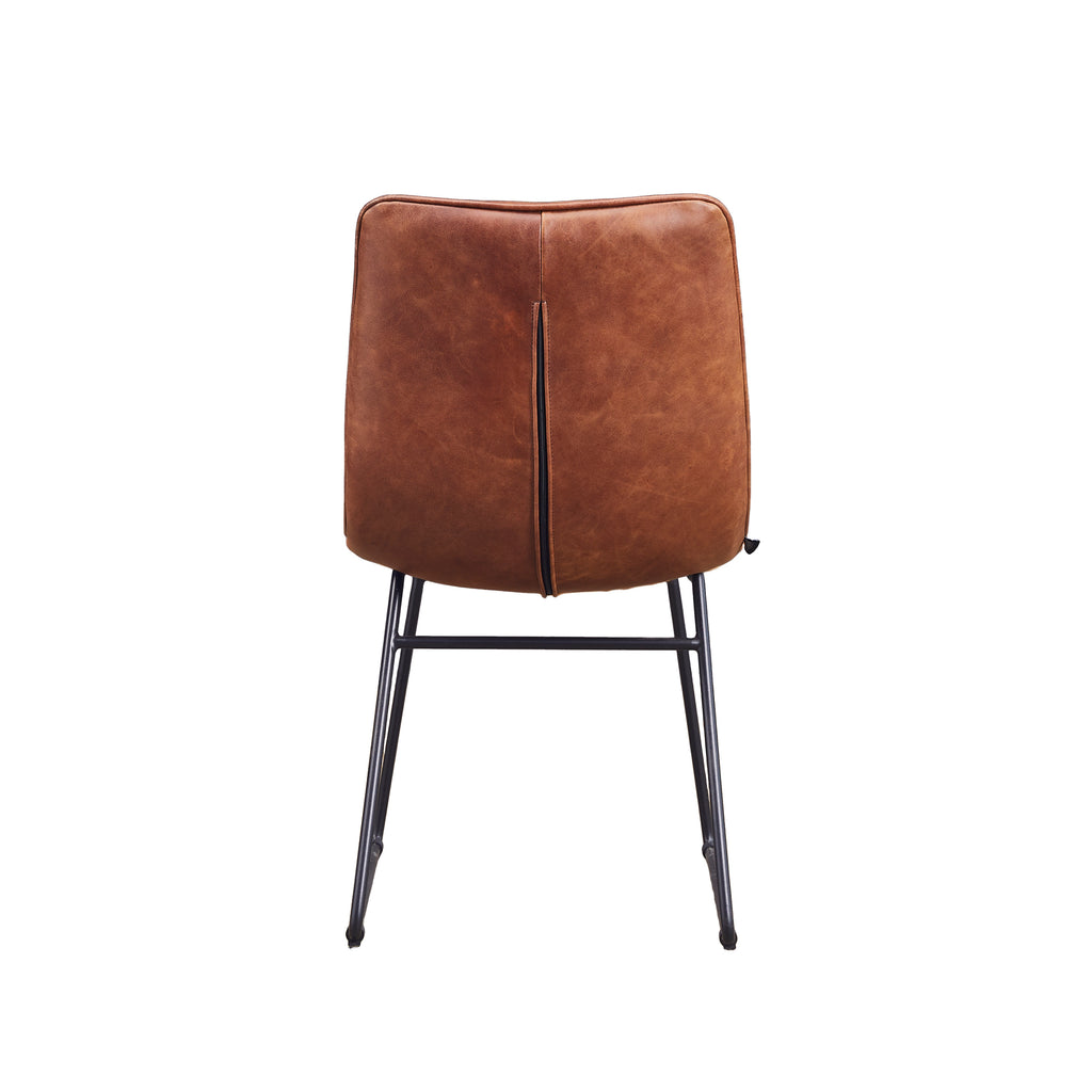 Silla de Comedor Torino Cuero Café Claro y Acero Sand Black - vista 5