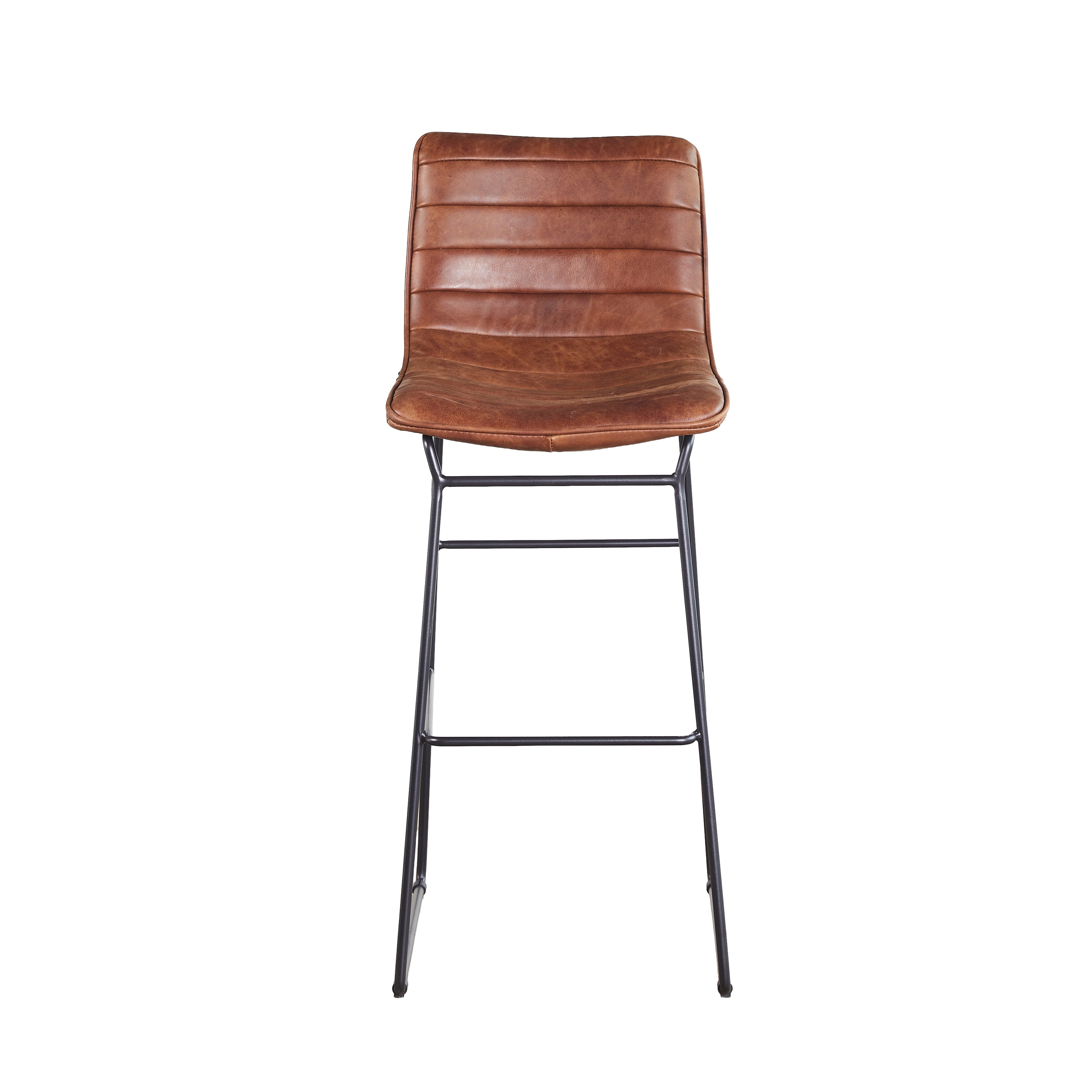 Silla de Bar Torino Cuero Café Claro y Acero Sand Black
