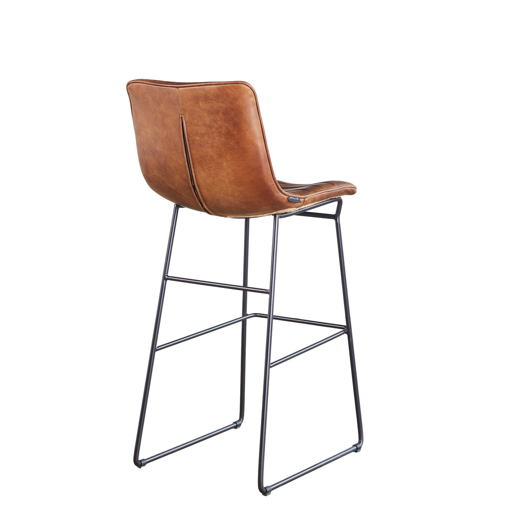 Silla de Bar Torino Cuero Café Claro y Acero Sand Black - vista 4