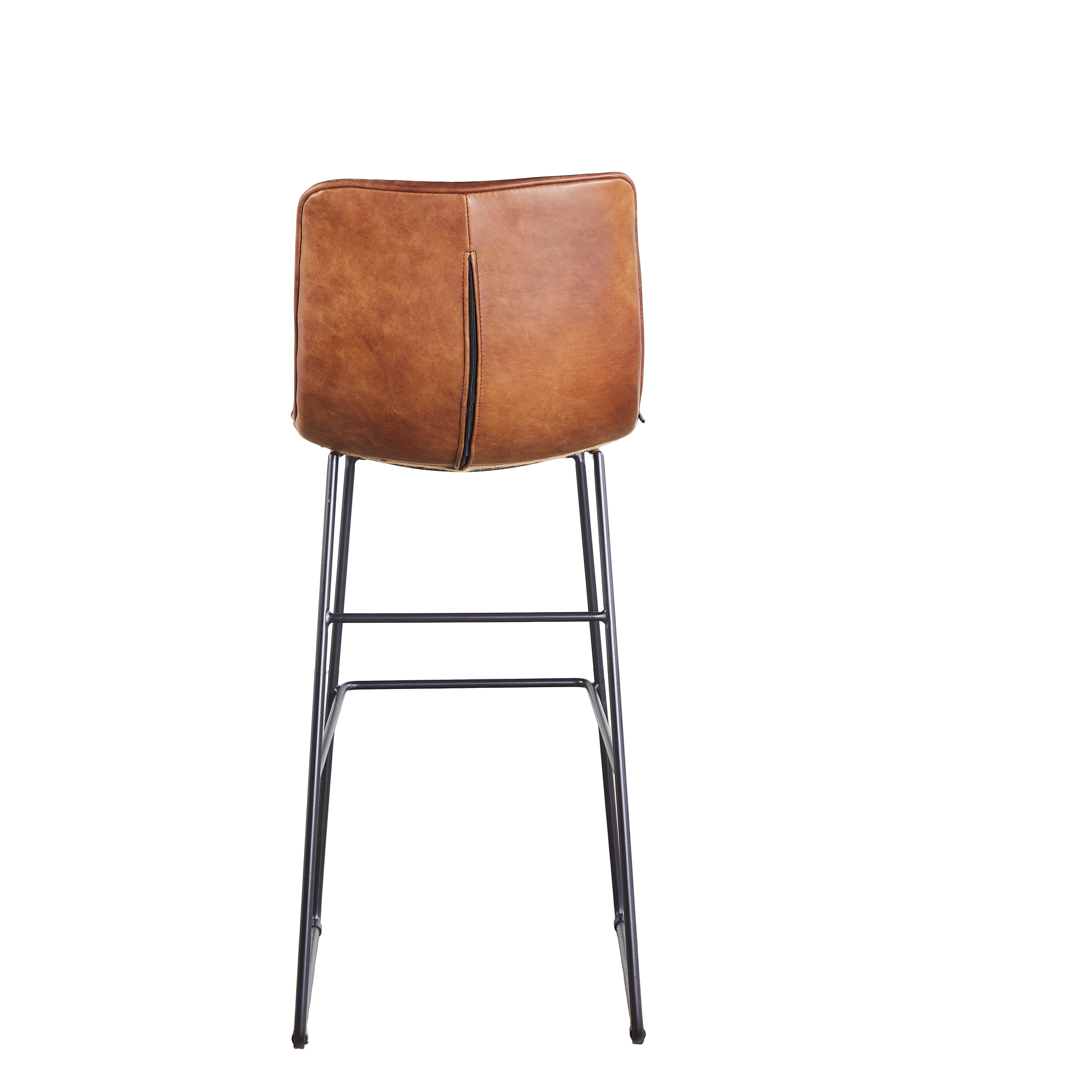Silla de Bar Torino Cuero Café Claro y Acero Sand Black - vista 5