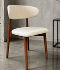 Silla Álvaro Madera de Caucho Walnut y Tela Natural