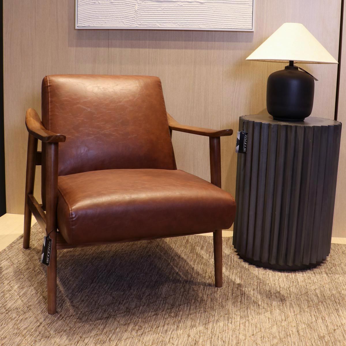 Sitial TURIN eco cuero Marrón madera NOGAL 76 x 72 x 67cm