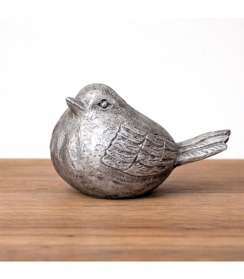 ADORNO PÁJARO PAULA POLIRESINA PLATEADO