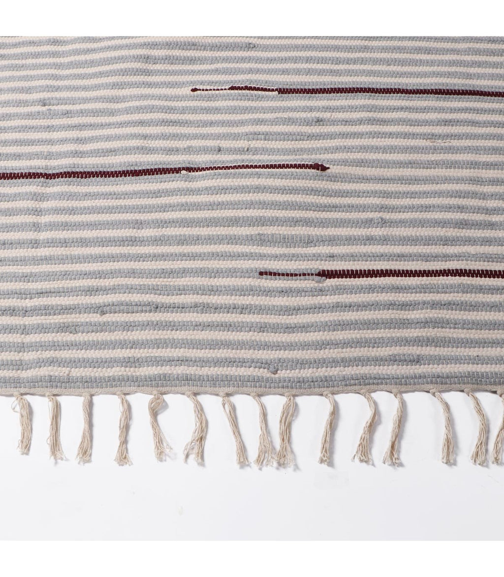 Alfombra Janika de Yute y Algodón Beige-Blanco