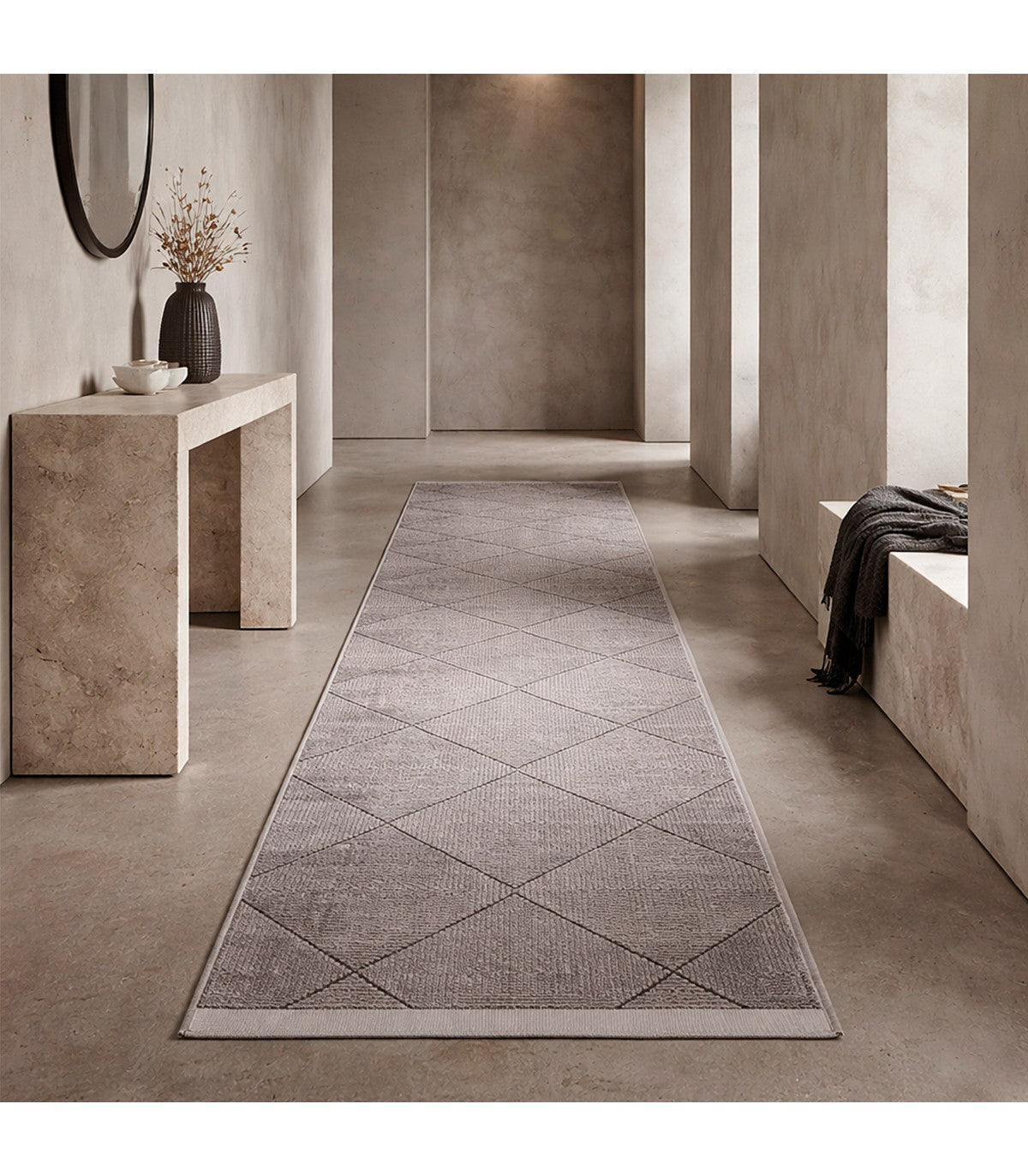 Alfombra Turca Mazzini Gris/Rombo 80x300cm
