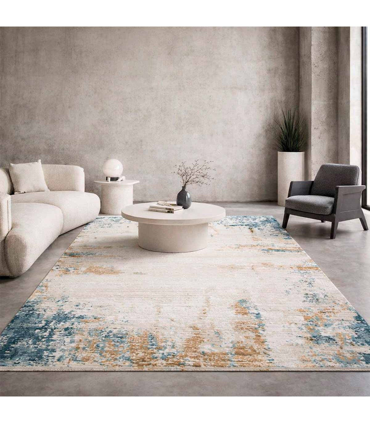 Alfombra Turca Perre015 Crema/Azul 200x290cm