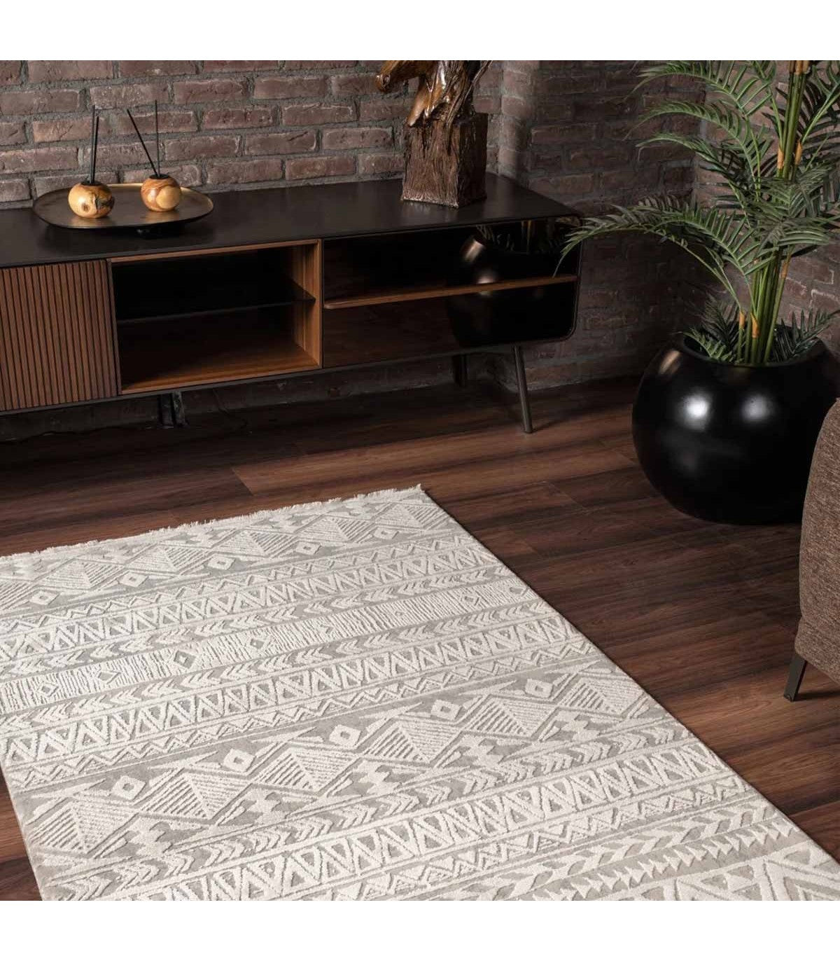 Alfombra Turca Vaivien Beige C/Blanco 80x300cm