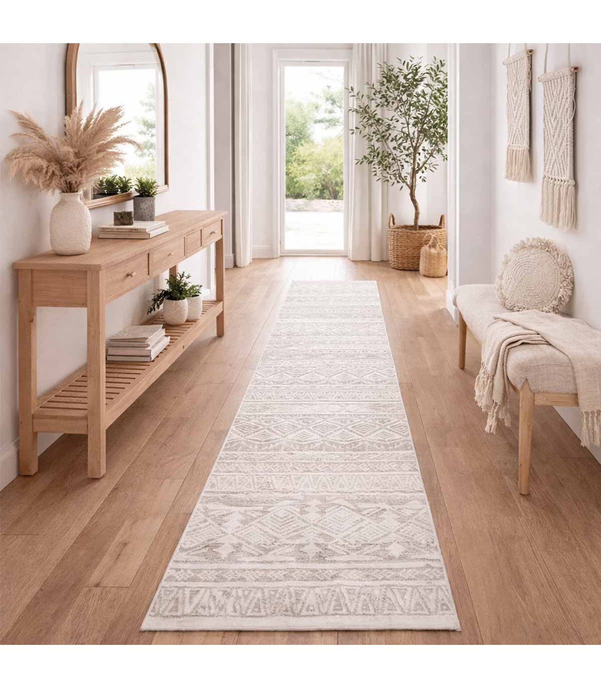Alfombra Turca Vaivien Beige C/Blanco 80x300cm