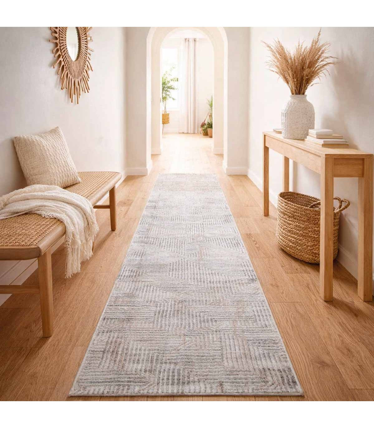 Alfombra Turca Vaivien Beige C/Blanco-Gris 80x300cm