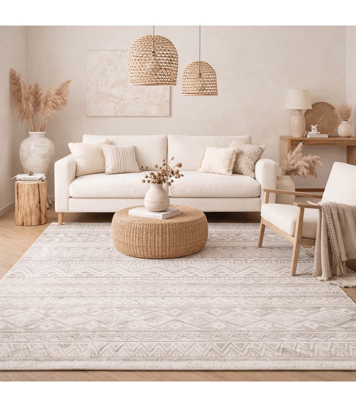 Alfombra Turca Vaivien Beige C/Blanco 160x230cm