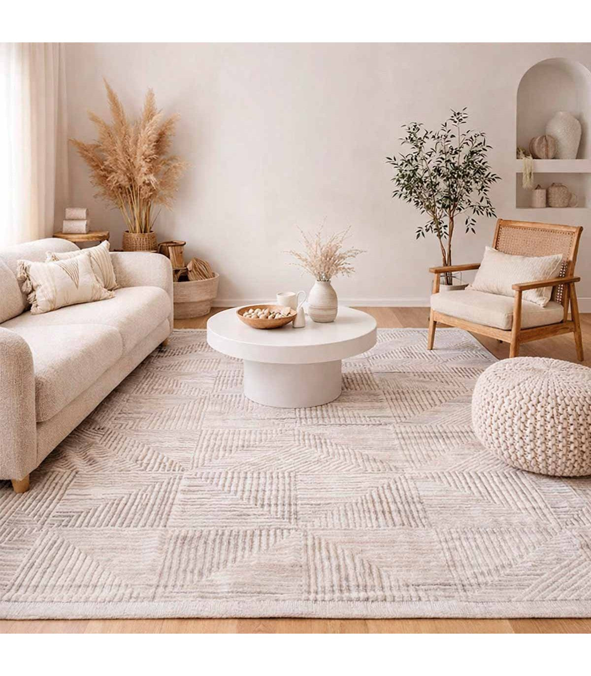 Alfombra Turca Vaivien Beige C/Blanco-Gris 160x230cm